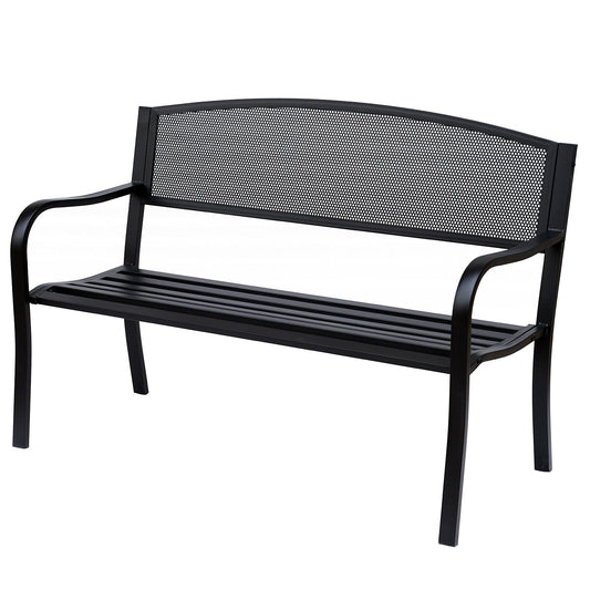 Outsunny Outdoor bench in steel, black, 127x60x85cm - Borgè