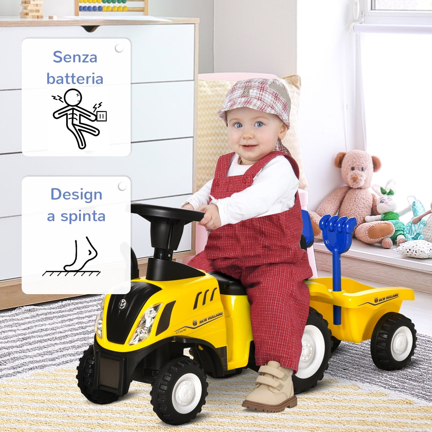 YELLOW TRACTOR | Push Car for children 12-36 months