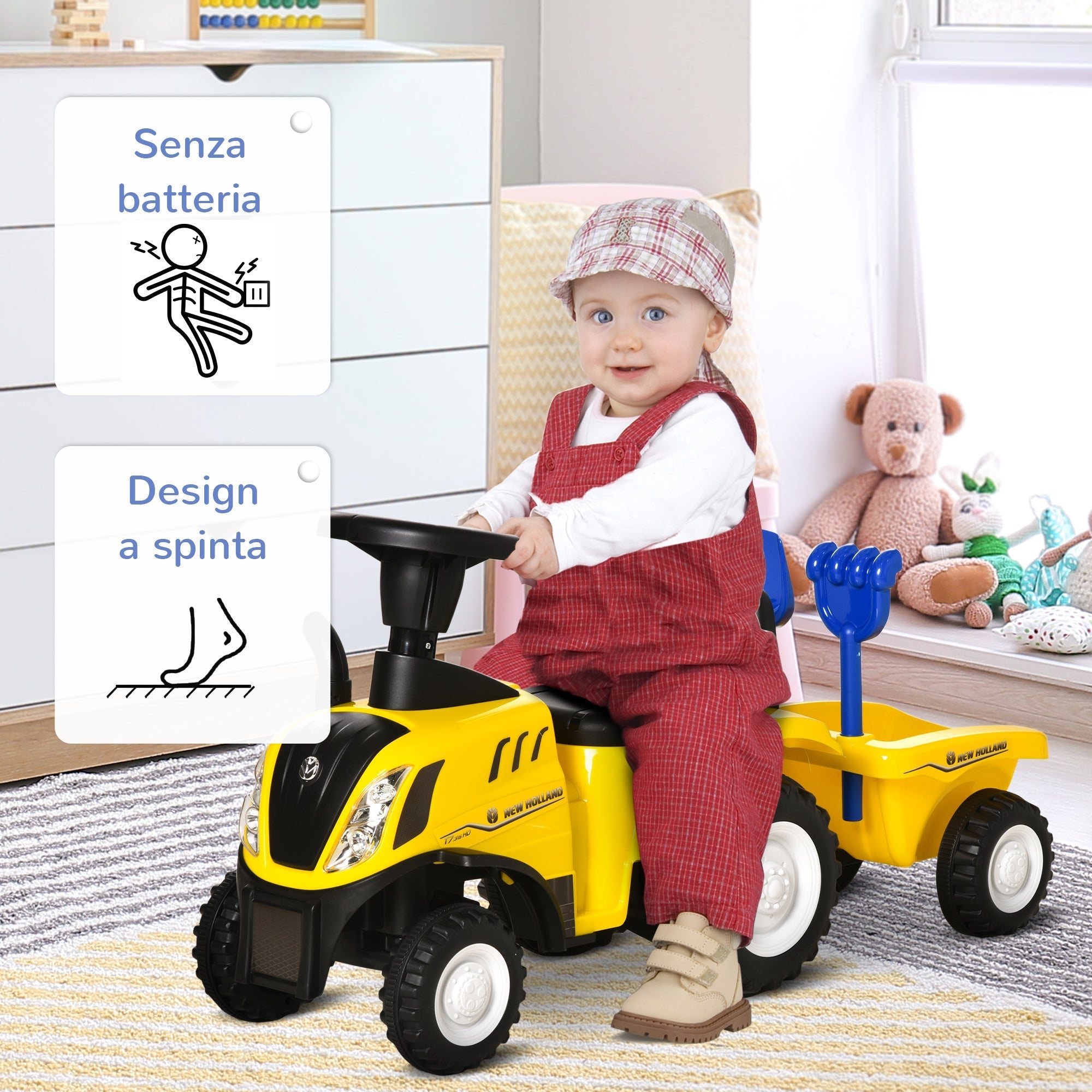 YELLOW TRACTOR | Push Car for children 12-36 months - Borgè