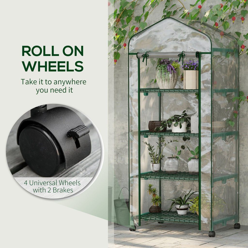 Vertical Plant Greenhouse with 4-Tier Shelf in Steel and White PVC, 69x50x165cm - Borge' Group Limited