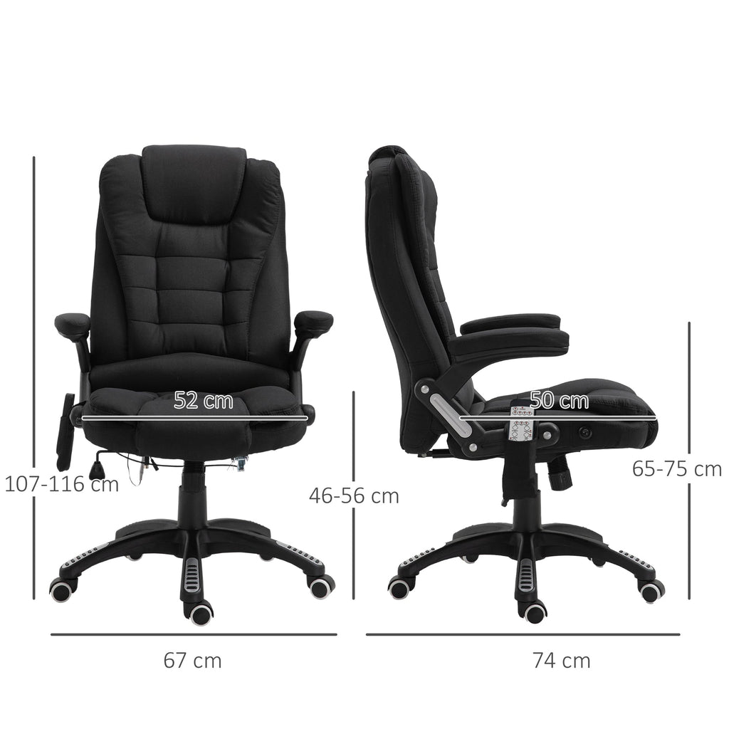 Vash massacre from office and house with adjustable height, 6 massage and heating points, 67l x 74p x 107-116acm, black - Borgè