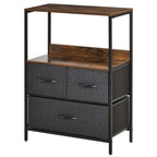Multiuse chest of drawers with 3 fabric drawers, 58x29x81.5cm, brown - Borgè