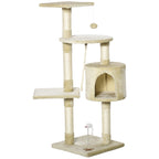 Cat Tree for cats with Scratch Pole with 4 levels with toys, beige, 75x40x112cm - Borge' Group Limited