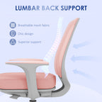 Ergonomic office chair and reclining at adjustable height with 5 wheels, 55x48x82.5-94.5 cm, pink - Borgè