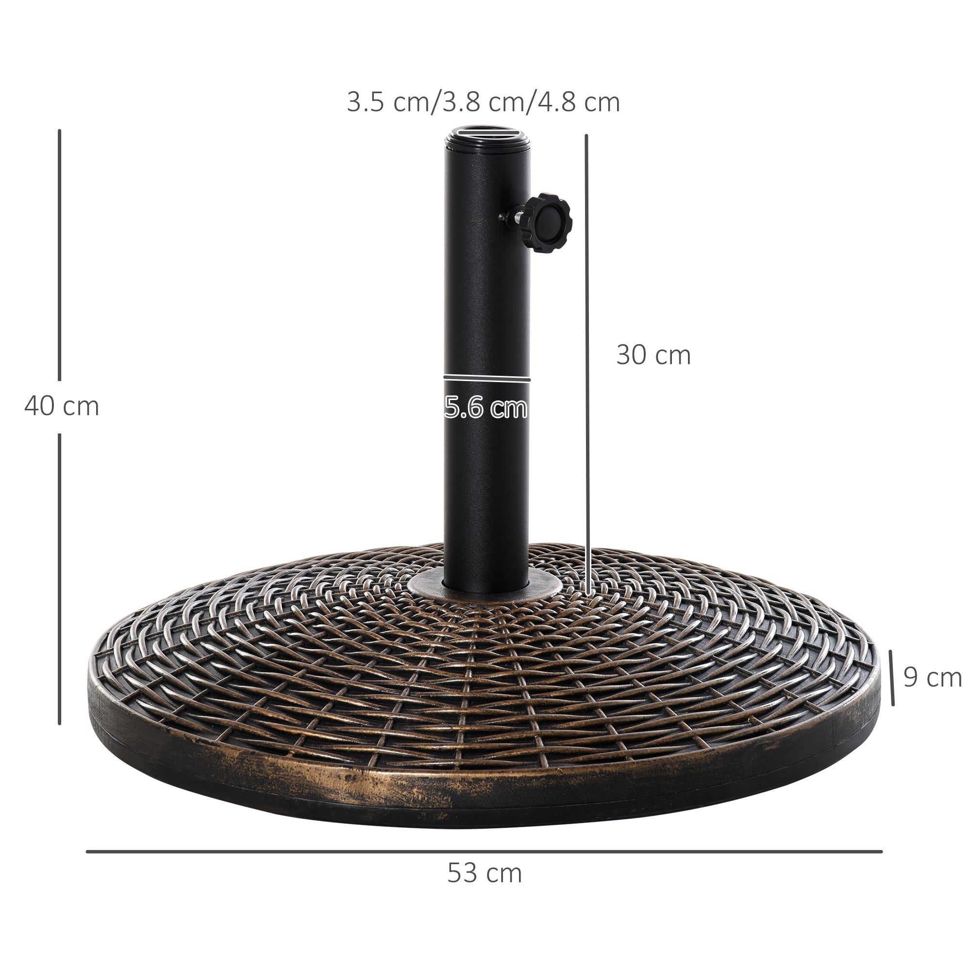 25kg Round Plastic Rattan Effect Umbrella Base for 35mm, 38mm, 48mm Poles - Borge' Group Limited