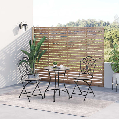 Outsunny 3 -piece garden furniture set with 2 folding chairs and ceramic coffee table and metal, black - Borgè