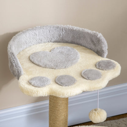 POPZ | Cat Tree for cats with Scratch Pole | 41x41x44 cm, grey and beige - Borgè