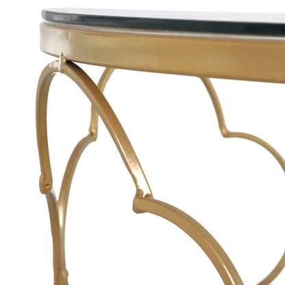 MYKONNOS | Set of 2 Coffee Tables Art Decorated in Gold Metal - Borgè