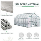 Outsunny Garden Greenhouse in Polycarbonate, Metal and Aluminum, Anti-UV and Windproof, 244x500x216cm, Green - Borgè