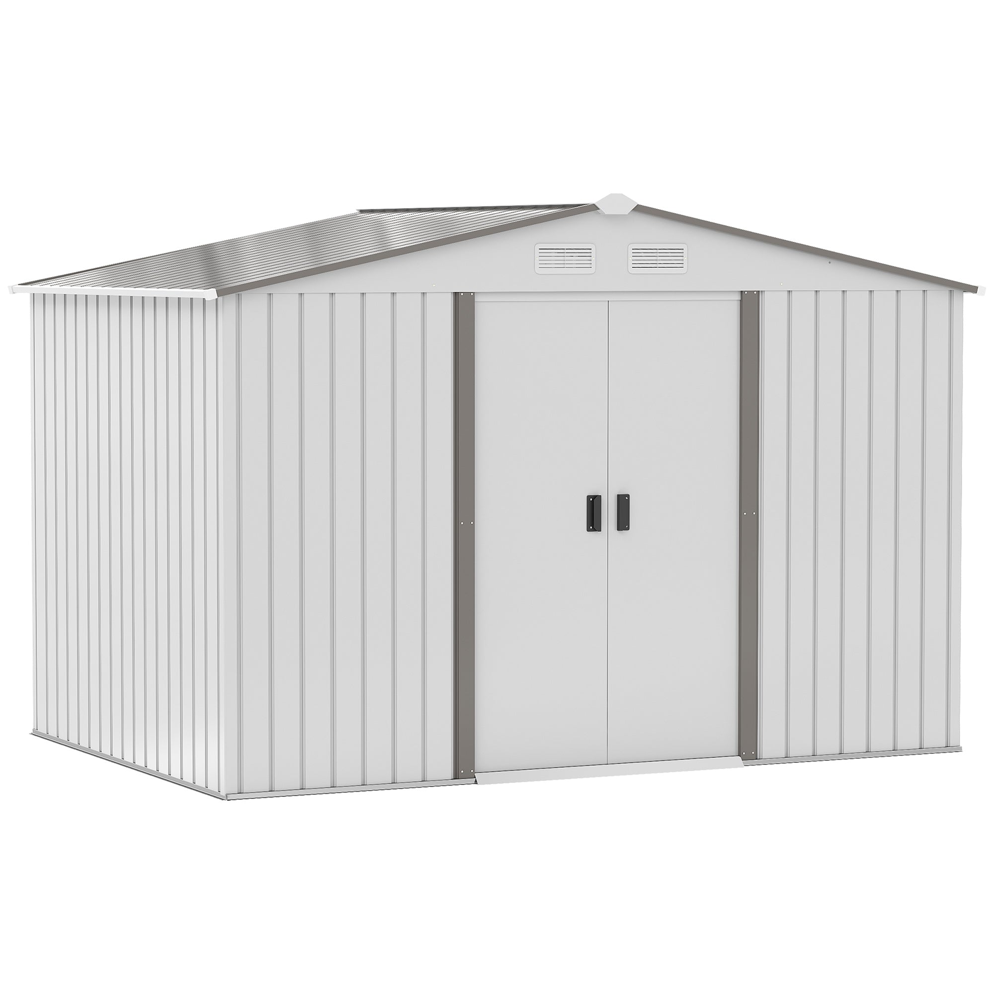 Outsunny garden house with double sliding doors, in steel and pp, 277x195x192cm, silver - Borgè