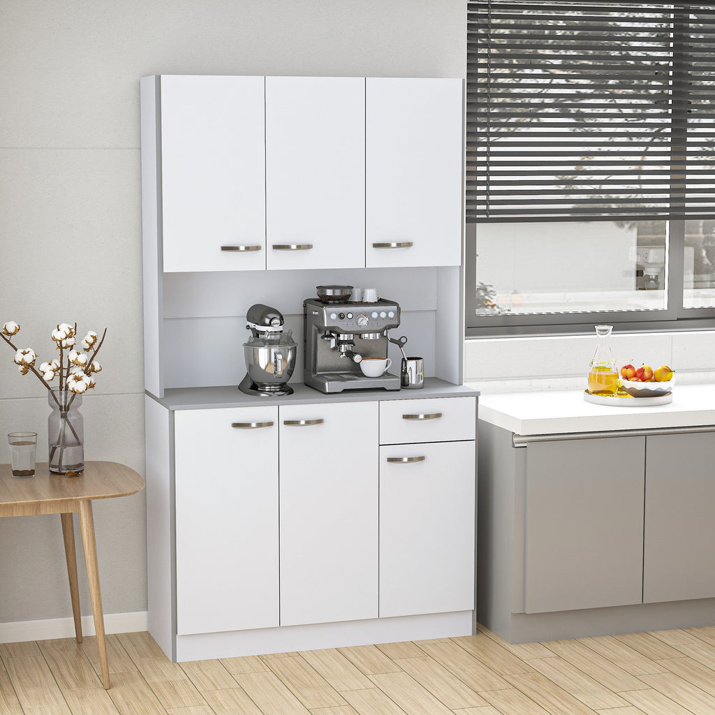 Homcom - Wardrobe with wooden kitchen wall units 101 x 39 x 180cm white - Borgè
