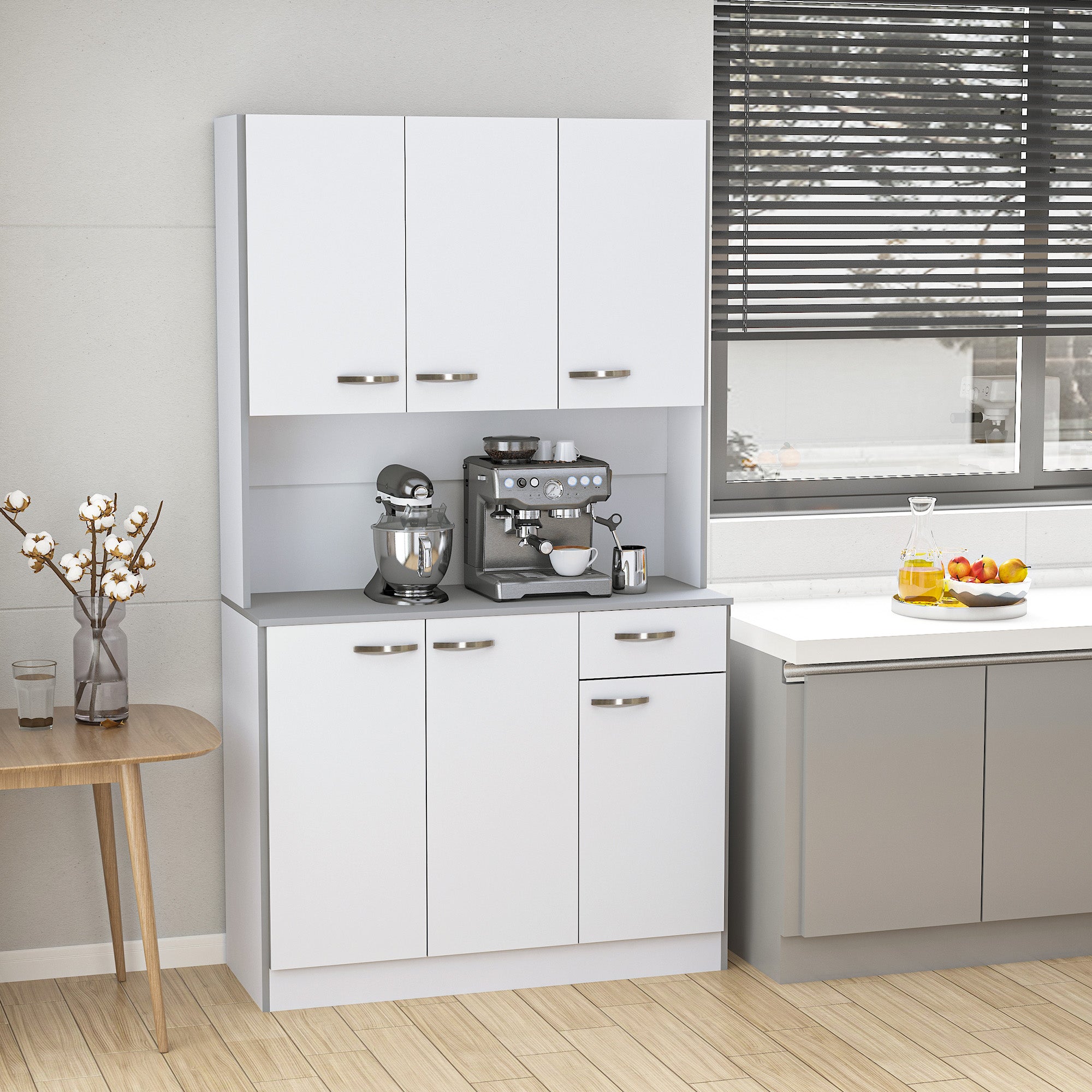 Homcom - Wardrobe with wooden kitchen wall units 101 x 39 x 180cm white - Borgè