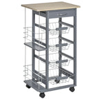 kitchen trolley in dark Grey with 1 drawer and 4 metal baskets - Borgè