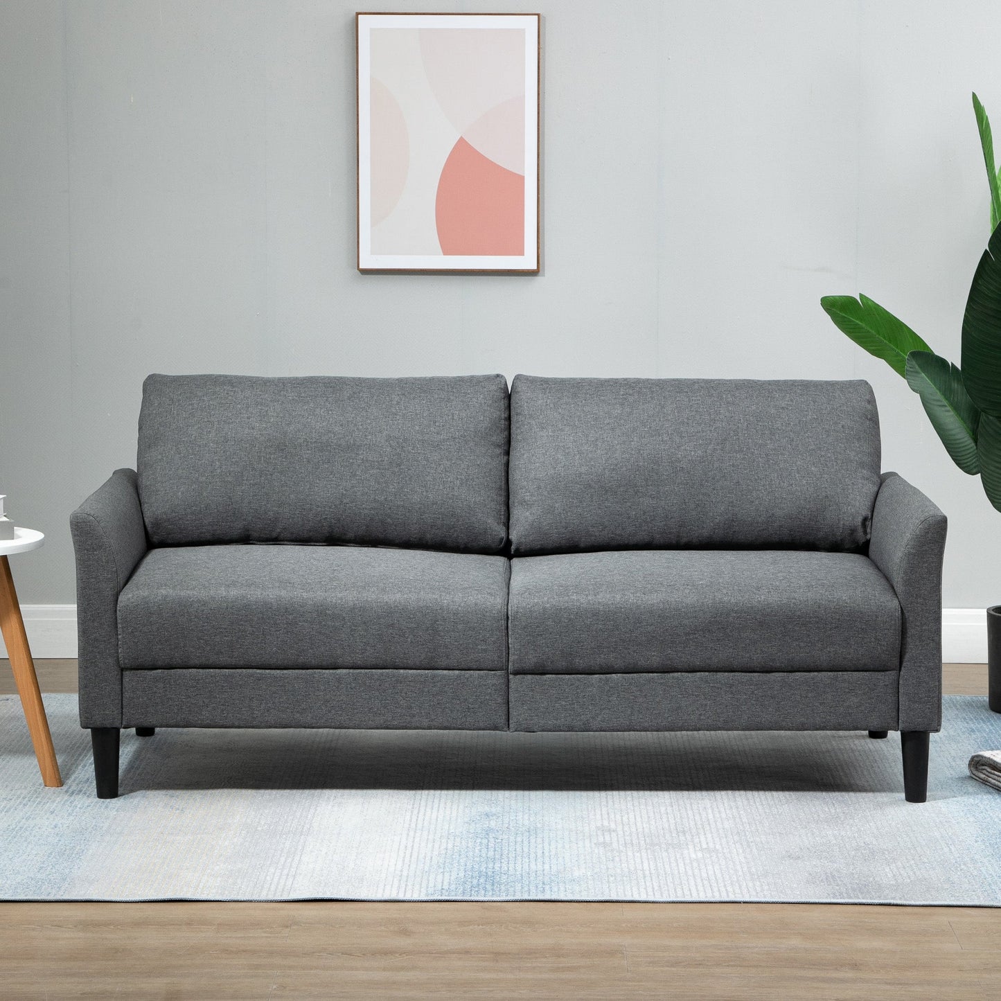 Grey Linen Effect 2 Seater Sofa ( 191x79x87cm ) - Borgè