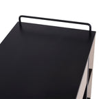 Kitchen Cabinet with drawers and wooden wheels, oak and black 76.5x40x82cm - Borgè