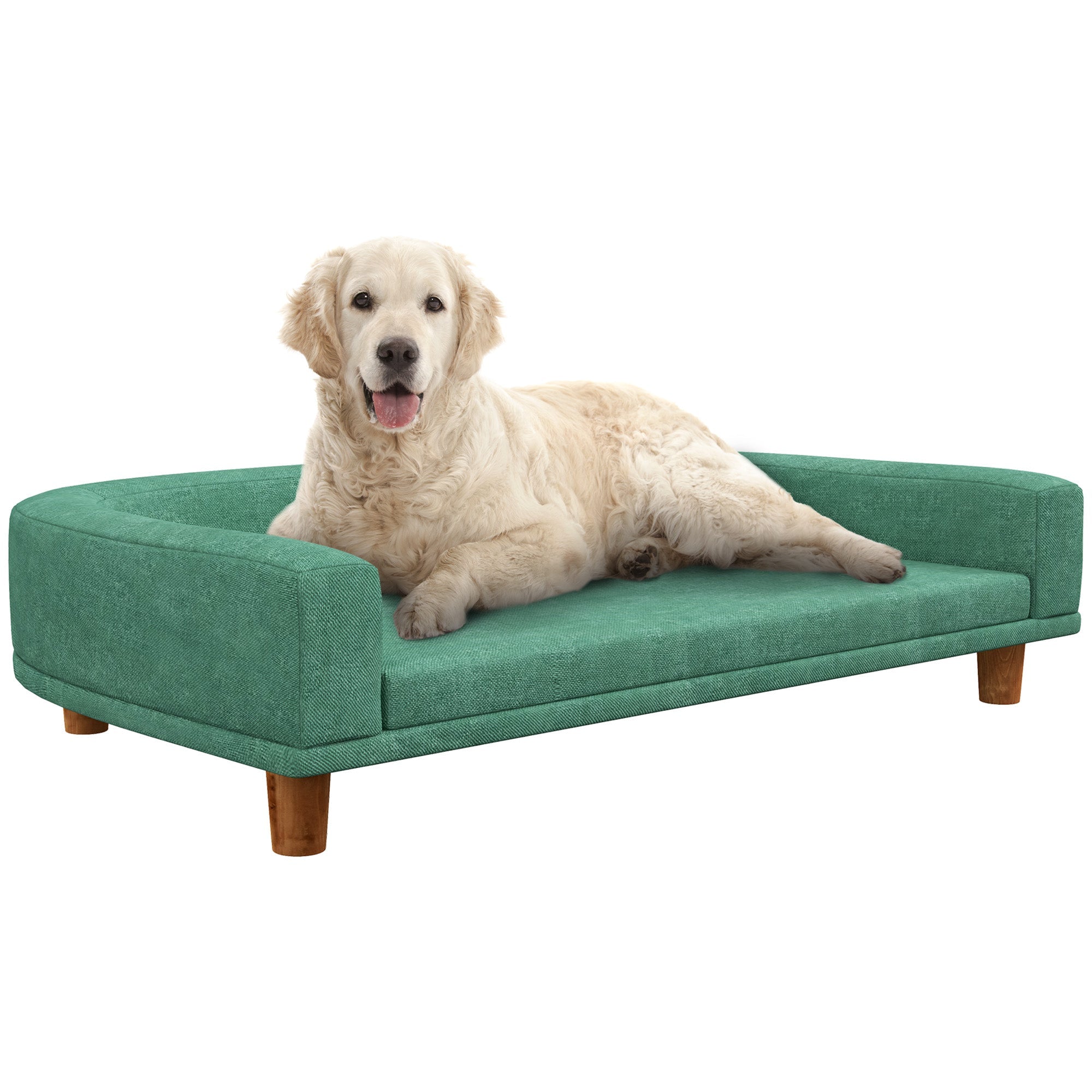 PAWHUT Sofa for large dogs with raised legs and removable cushion, 98x67x25 cm, light green - Borgè