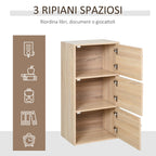 Multiuse cabinet with 3 wooden shelves and 3 doors for home or office 48 x 34 x 100cm - Borgè