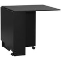 Foldable Wooden Table for 4-6 people with wheels, 75x140x74cm, black - Borgè