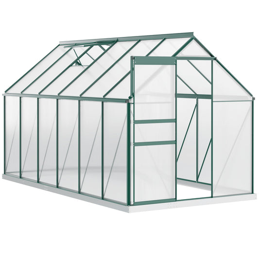 Outsunny Garden greenhouse in polycarbonate, metal and aluminum, anti-UV and windproof, 190x375x199cm, green