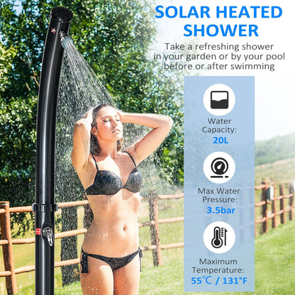 Outsunny heated sun shower 60 ° for outdoor with 20 liter tank and mixer, black