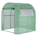 Greenhouse Tunnel Garden Greenhouse with Roller Doors and Windows in Green PE, 180x180x200cm - Borge' Group Limited