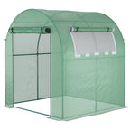 Greenhouse Tunnel Garden Greenhouse with Roller Doors and Windows in Green PE, 180x180x200cm - Borge' Group Limited