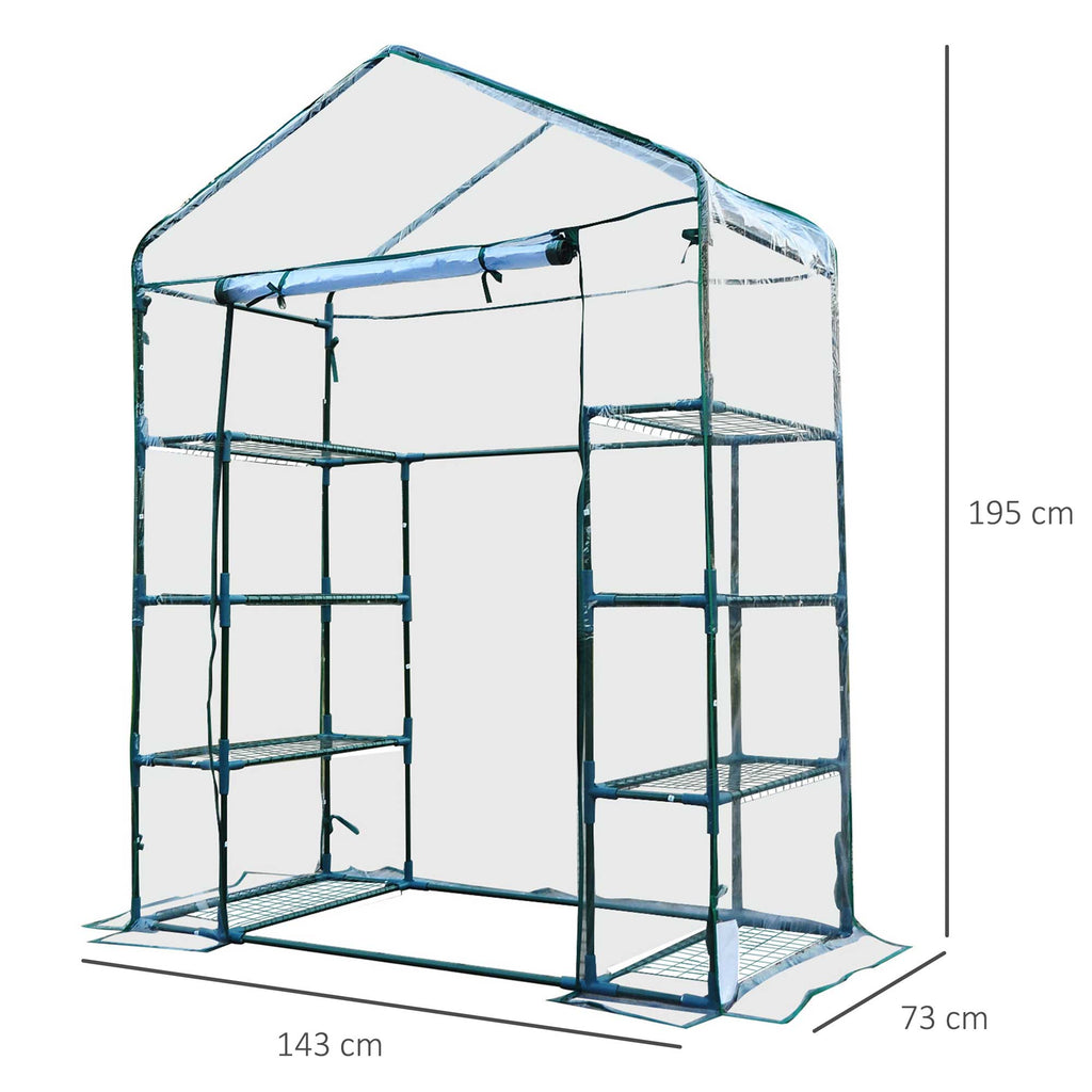 Steel and Transparent PVC Garden Greenhouse with Roll-Up Door, 143x73x195 cm, Green - Borge' Group Limited