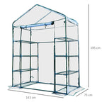 Steel and Transparent PVC Garden Greenhouse with Roll-Up Door, 143x73x195 cm, Green - Borge' Group Limited