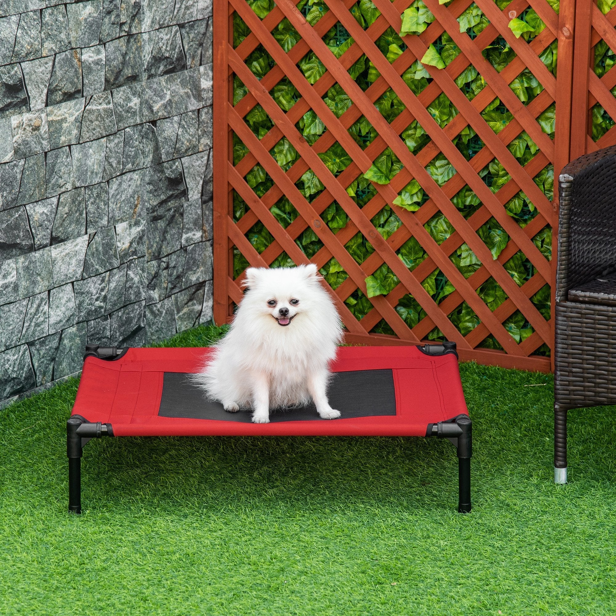 Summer Dog Bed for Dogs up to 18kg Outdoor and Indoor Pet Bed 76x61x18 cm, Red - Borge' Group Limited