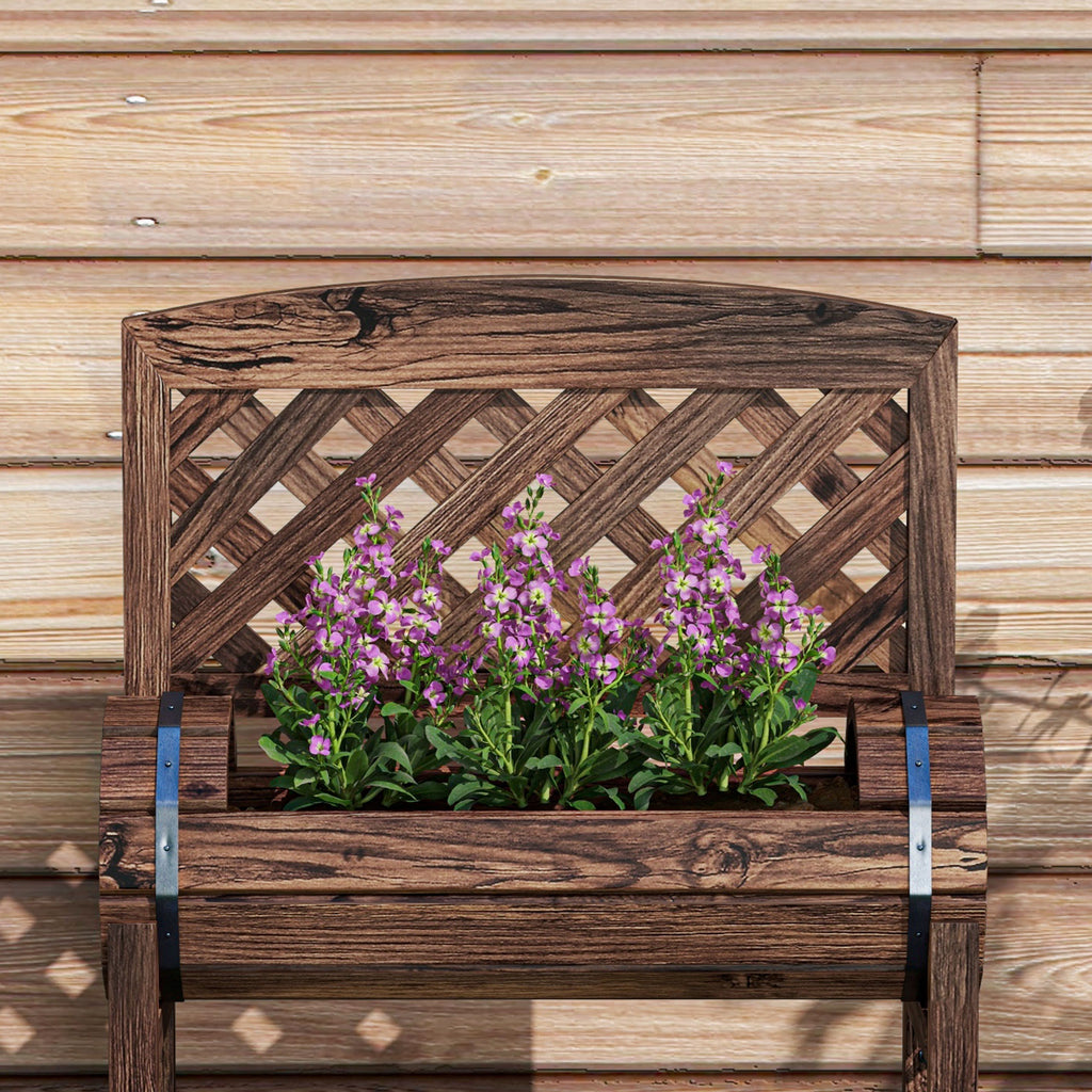 Outsunny Outdoor Fioriera at 2 levels with drainage and grilled holes, in fir wood, 42x49x80 cm, brown - Borgè
