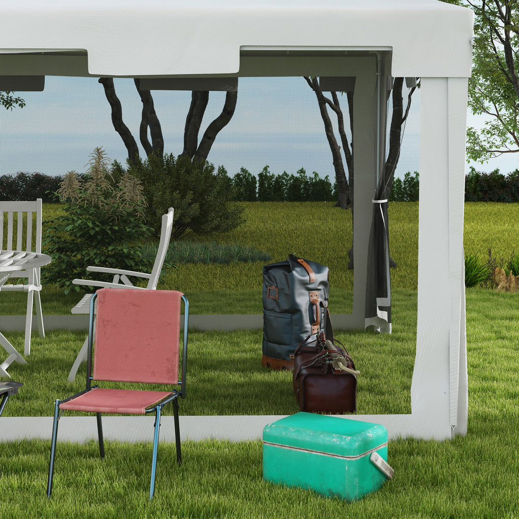 Outsunny Garden Gazebo 4x3 m folding with mosquito net and 2 inputs, in metal and PE, black and white - Borgè