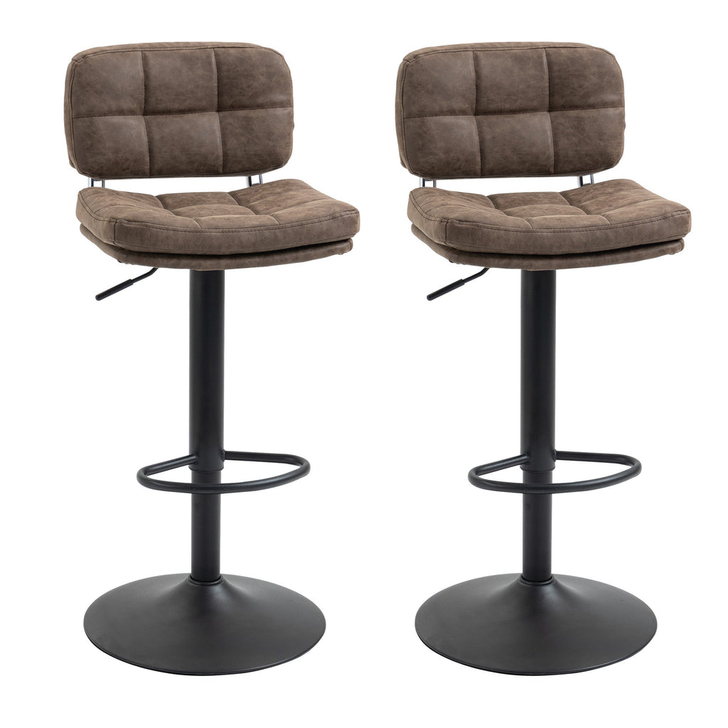 Set 2 swivel bar stools with adjustable height similar and padding - brown - Borgè