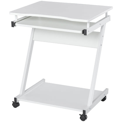 Desk Table PC PC Plan Planning Keyboard and 4 wheels, White - Borgè