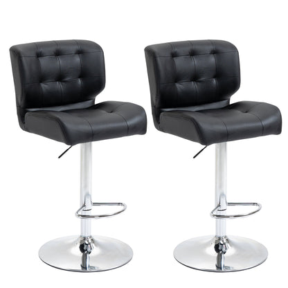 Set 2 swivel bar stools padded with adjustable height similar - black - Borgè