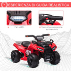 Quad electric for children with 6V rechargeable battery, accelerator button, age 18-36 months, 70x42x45cm, red - Borgè