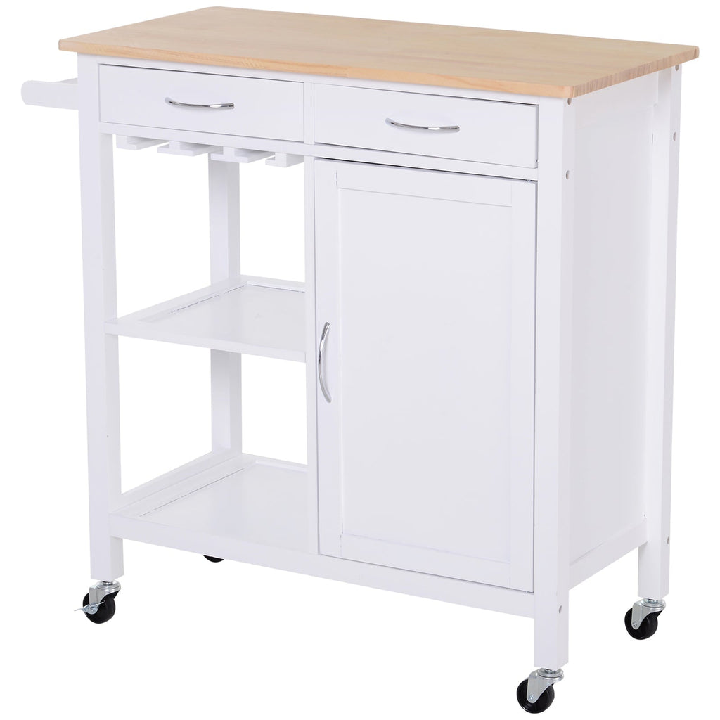 Classic Kitchen Cart With Drawers and Wooden Wooden Spaces 89x40x84cm - Borgè