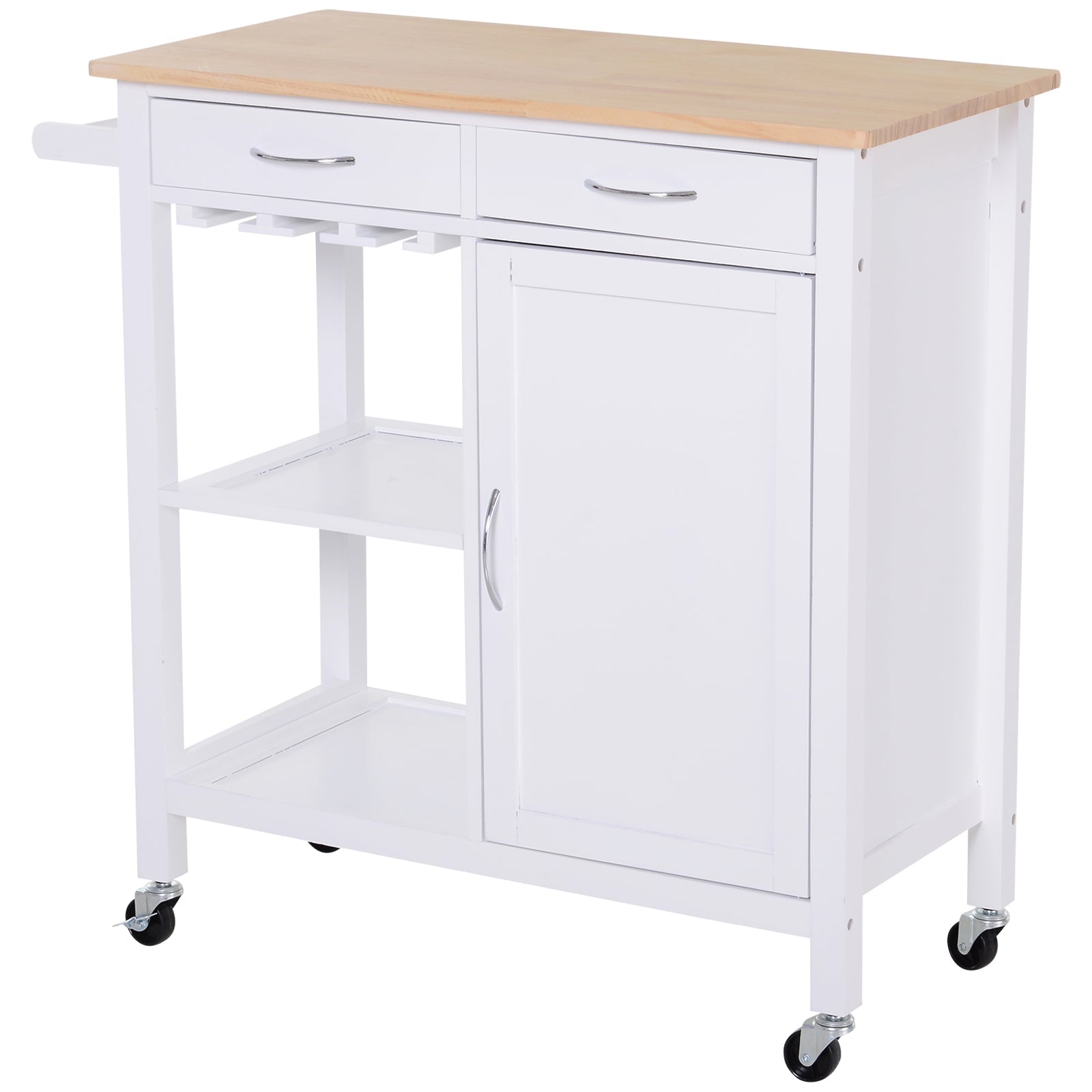 Classic Kitchen Cart With Drawers and Wooden Wooden Spaces 89x40x84cm - Borgè