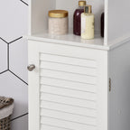 Homcom Bathroom Column with 3 -level shelf and locked locker, in MDF and chipboard, 34x20x165 cm, white - Borgè