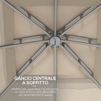 3x3m Steel Garden Gazebo with Double Roof and Curtains, Beige and Grey - Borge' Group Limited