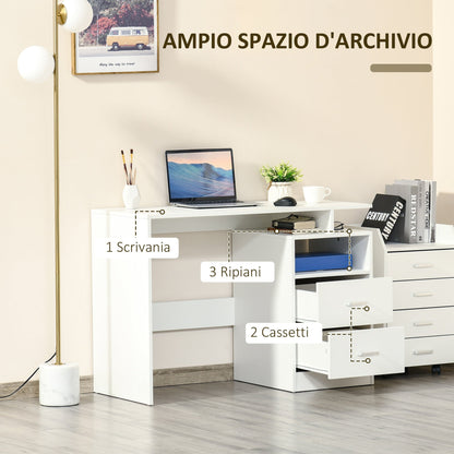 Desk PC Spotation for Chamber or Wooden Office, 108x48x76cm - White - Borgè