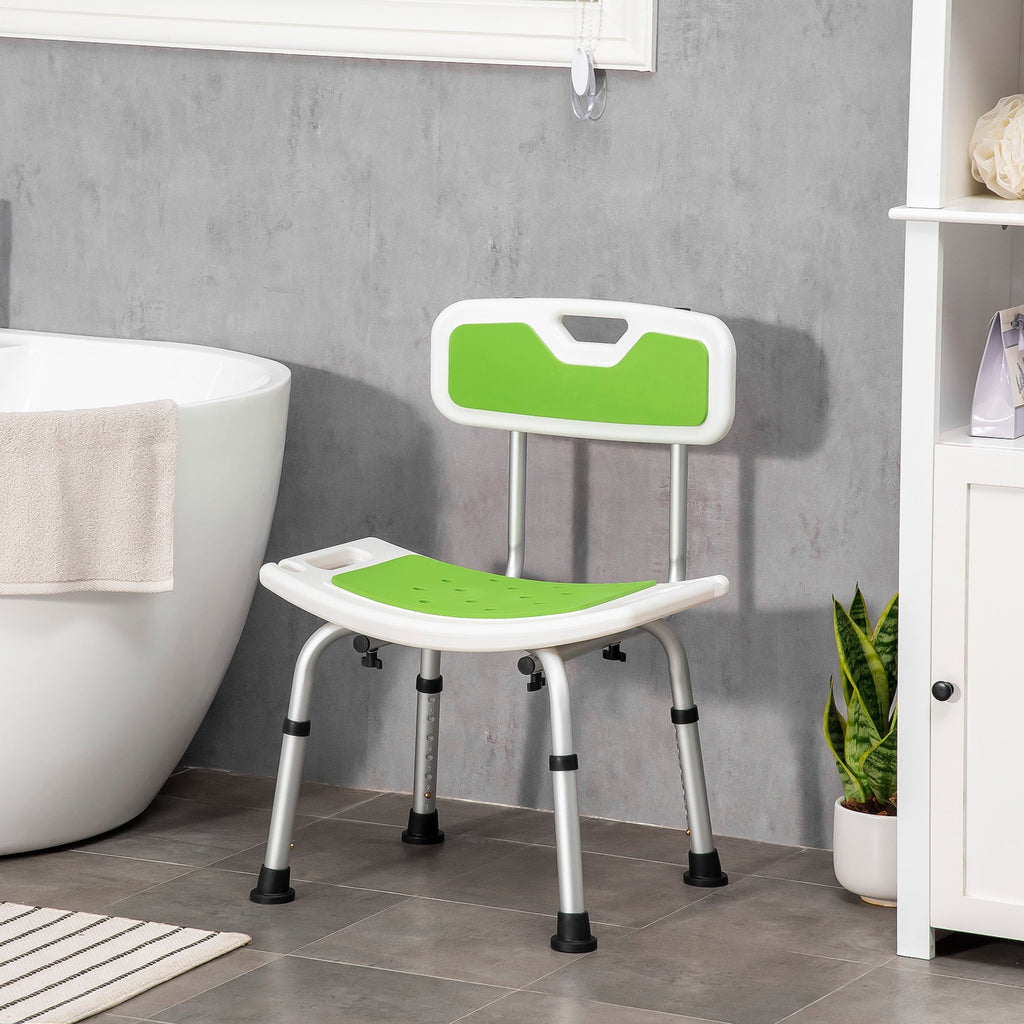 ECARE | Aluminum Shower Chair with adjustable height on 6 levels and curved back | 51.5x49.5x68.5-81 cm - Borgè