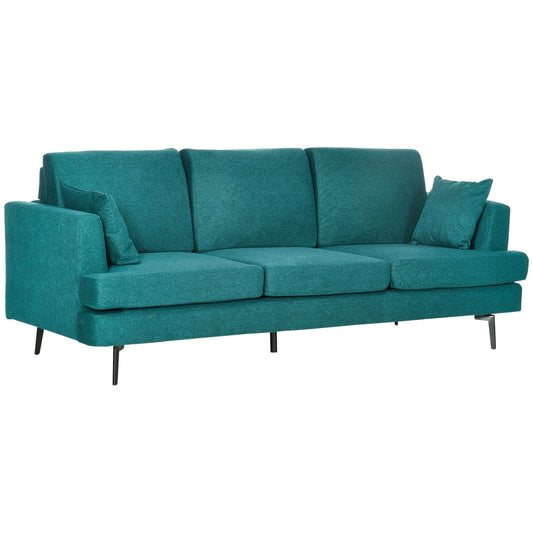 LUCE | Green 3 Seater Sofa with 2 cushions and thick padding | 229x88x88cm