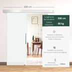 Sliding Glass Door in satin glass with track | 90x205cm - Borgè