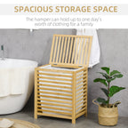 Cesto Bamboo slab holder in bamboo and fabric with lid and removable bag, 50x36x60 cm - Borgè