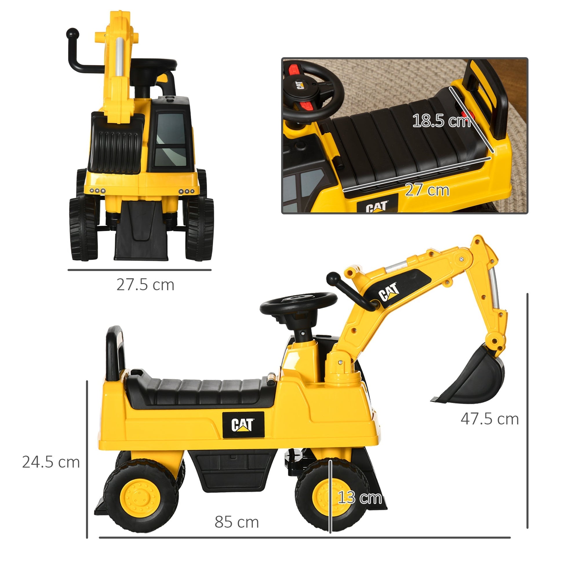 Ruspa toy for children for 1-3 years with excavator and container, without battery, yellow - Borgè