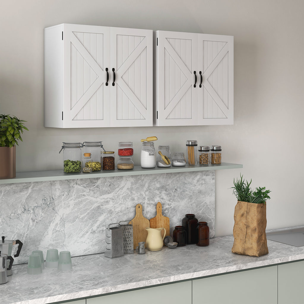 Kleankin Wooden Bathroom Wooden Bathroom Wooden Bathroom With Adjustable Bank, 60x30x60cm, White - Borgè