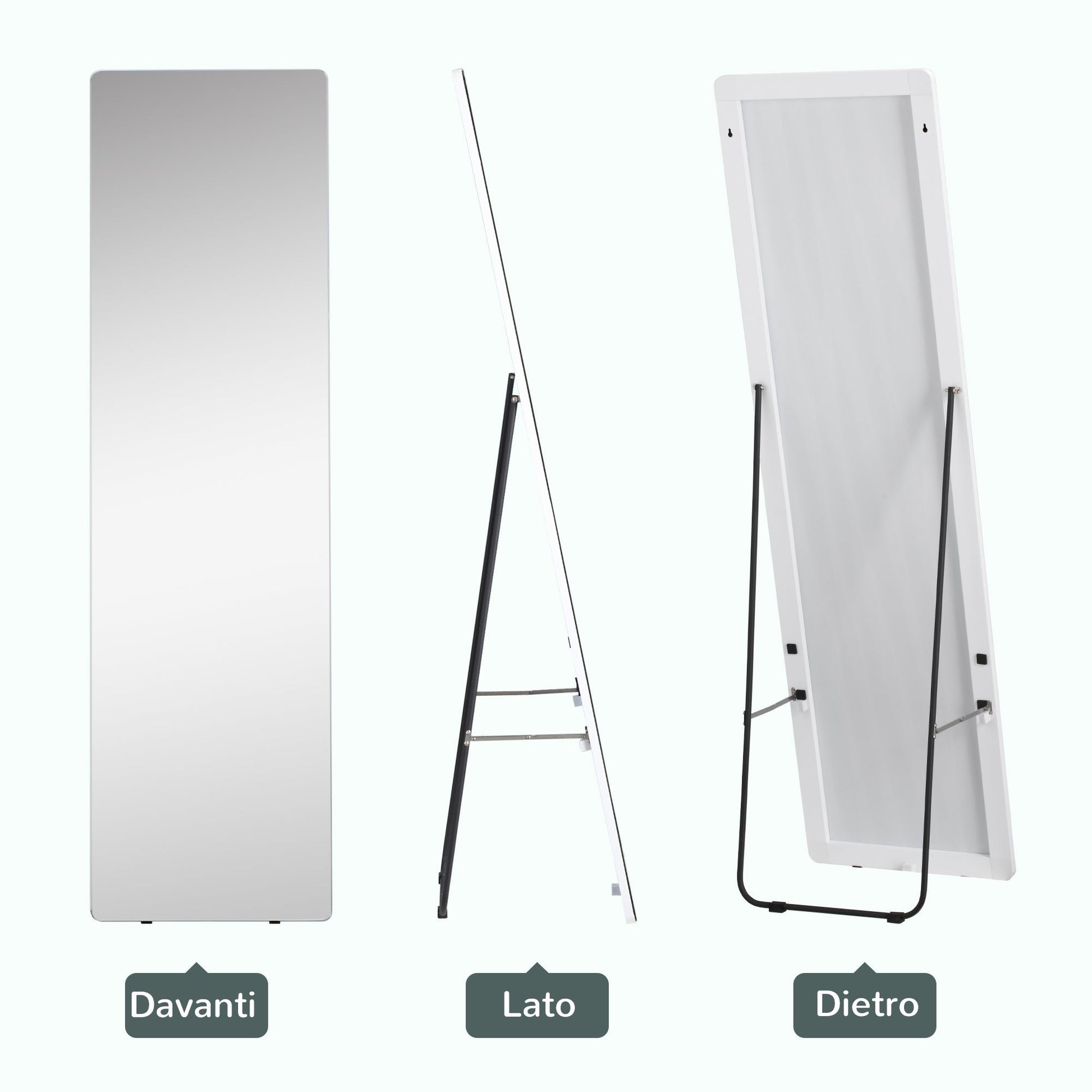 mirror from the ground and wall with aluminum structure per bedroom, entrance and bathroom, 45x37x158.5cm - Borgè