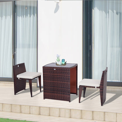 Outsunny Garden Furniture Set in rattan and iron 3 pcs set of table and chair with pillow, brown and black - Borgè