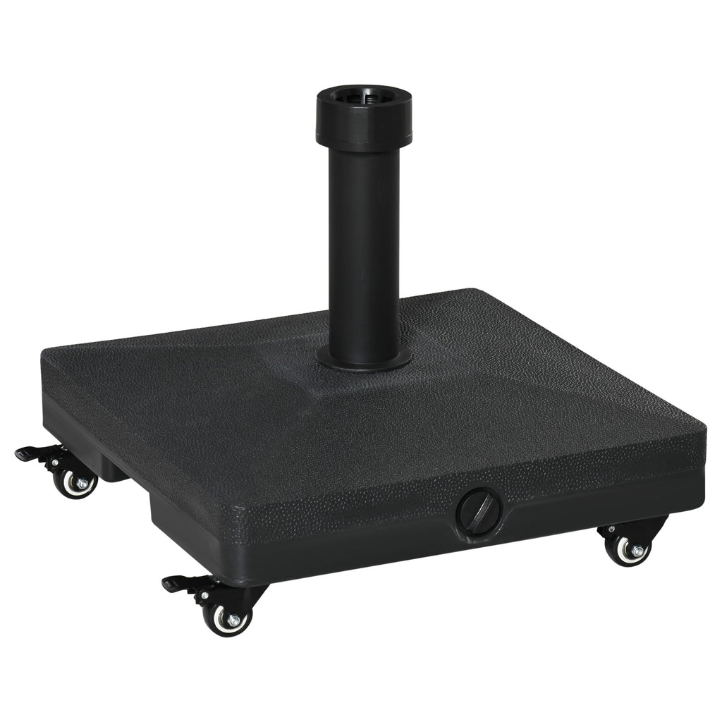 Umbrella Base with Wheels Fillable up to 20kg for Ø28-38mm Poles, 45x45x39cm, Black - Borge' Group Limited
