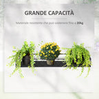 Outdoor Planter Pot Holder with Hooks for Balcony Railing in Metal, 100x31x12cm, Black - Borge' Group Limited